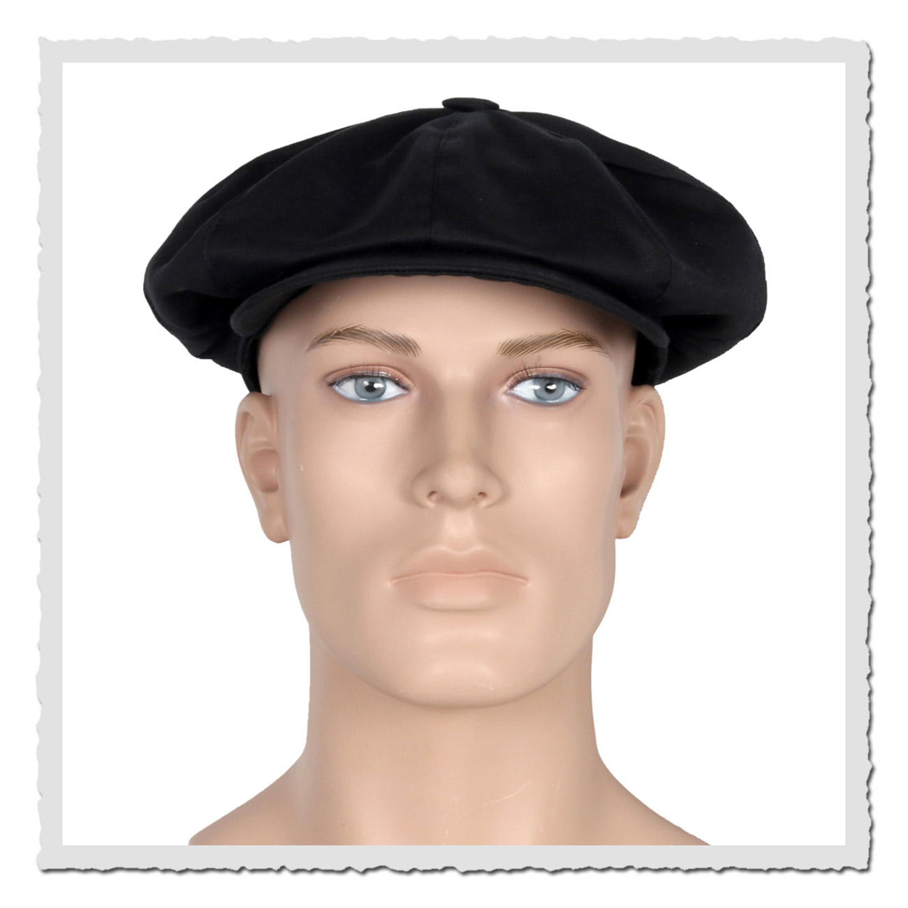 Retronia Newsboy Mütze – elegante schwarze Herrenmütze im Vintage-Look